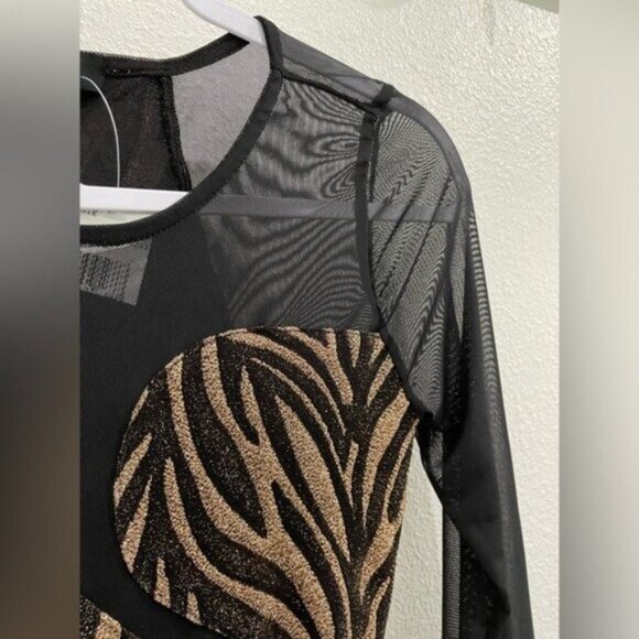 New Julia Metallic Lace Body Suit Animal Print Romantic Dark Sexy Date Night - Picture 3 of 9